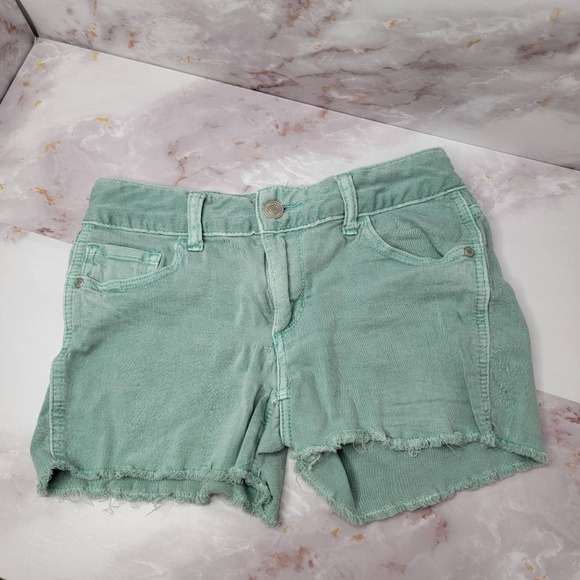 Maurice’s Teal Raw Hem Denim Shorts Size 1/2 - Picture 8 of 9